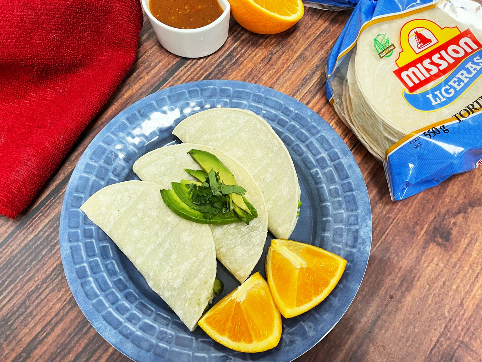 Quesadillas con nopales y naranja